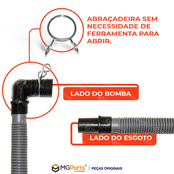 Mangueira Drenagem Saida Agua Lava E Seca Samsung 2 Metros 